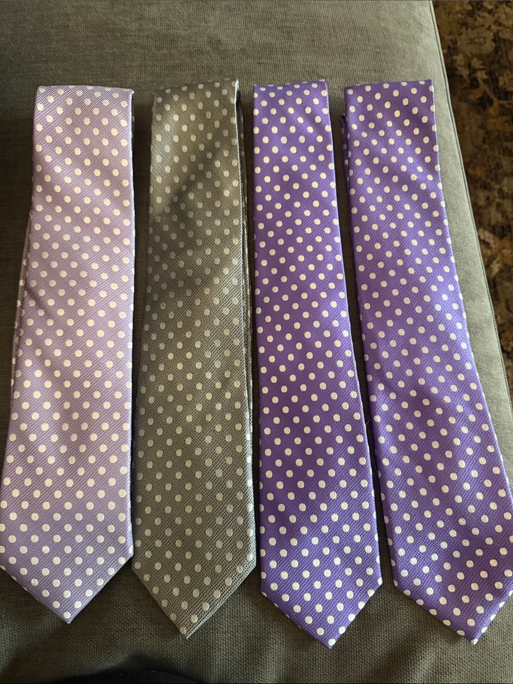 Polka Dot Luxury Men's Silk Ties Bundle - Purple and White